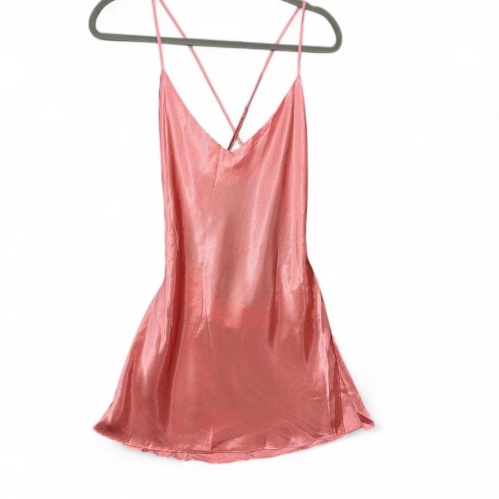 Victoria's Secret Chemise Womens Medium Pink Peach Satin Slip Nightgown Lingerie